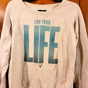 Gray Graphic Sweatshirt American Eagle
